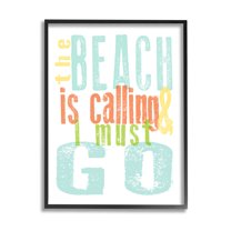 Stupell Industries Beach Is Calling I Must Go Phrase Graphic Art Black Framed Art Print Wall Art, Design by Alli Rogosich