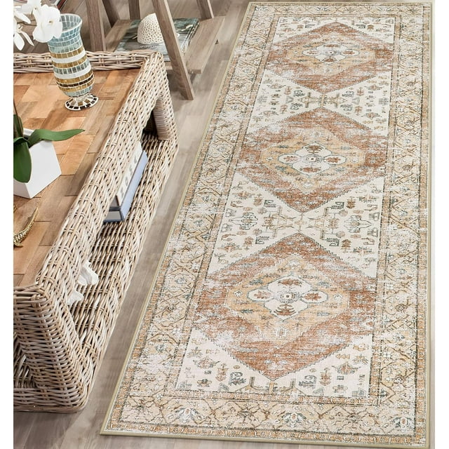 HAHDAXIA Boho Washable Runner - 2x5 Rug Runner Non-Slip Lightweight Laundry Room Rug Throw Non-Shedding Long Bathroom Rug Runner, Oriental Accent Print Indoor Carpet Runners for Kitchen Hallw