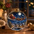 thumbnail image 4 of Guodhu Warm LED Lighted Transparent Christmas Ball Ornament with Illuminated Santa Reindeer Scene for Tree Holiday Decor, 4 of 5