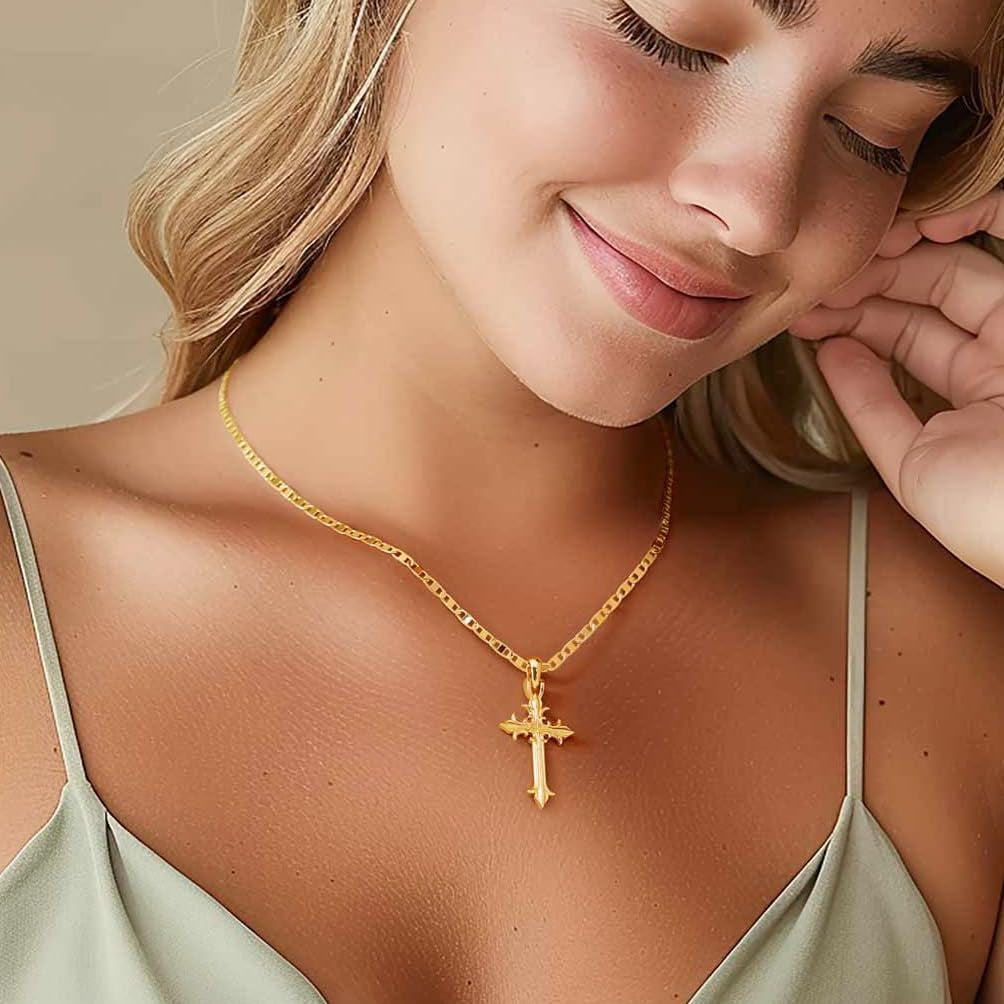 14k Gold Cross Necklace for Women Crucifix Necklace Cross Pendant Necklace Jewelry Gifts for Women