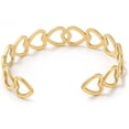 thumbnail image 2 of 1 Brazalete abierto con forma de corazón de acero inoxidable 304 para mujer, con detalles de joyería en forma de corazón y baño de oro de 18 quilates., 2 of 3