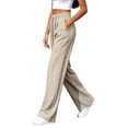 thumbnail image 4 of Khunlpohl Straight Legs Long Pants for Womens Drawstring Elastic High Waist Pant Lounge Loose Lightweight Trousers with Pockets, 4 of 6