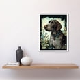 thumbnail image 2 of German Wirehead Pointer Dog and Blue Wildflowers Modern Portrait Illustration Art Print Framed Poster Wall Decor 12x16 inch, 2 of 5