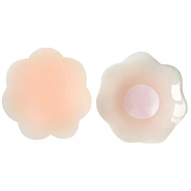 Women Reusable Adhesive Nipple Covers Seamless Invisible Silicone Covers  Waterproof Breast Petal Nipple Pads,02-Flower,M