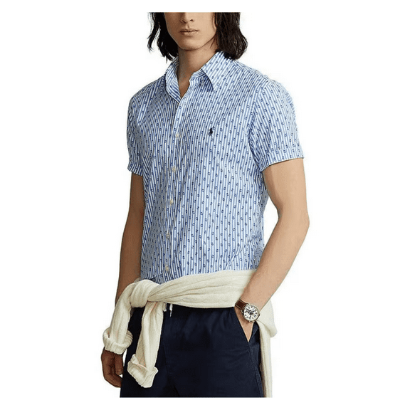 $138 Polo Ralph LaurenClassic-Fit Printed Stretch Short-Sleeve Woven Shirt, S