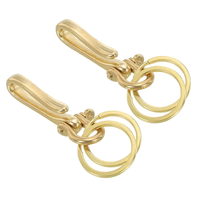 Unique Bargains U Shape Hook Keychain, 2 Pack 2' Solid Brass U Key Loop Hook Belt Clip Hooks