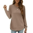 thumbnail image 2 of Women Sweatshirt Long Sleeve Sweatshirt Pullovers for Women Brown Sweatshirts Fall Clothing Women Young Women, 2 of 6