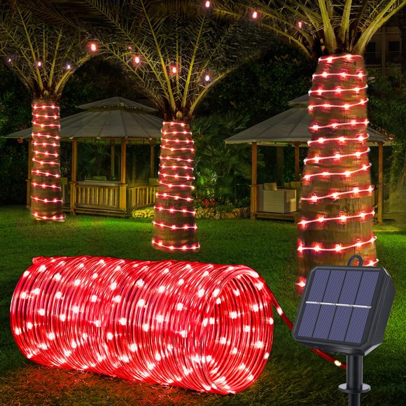 Luces de Cuerda Solar Jnaurb 20 m 200 LED Impermeables Rojas
