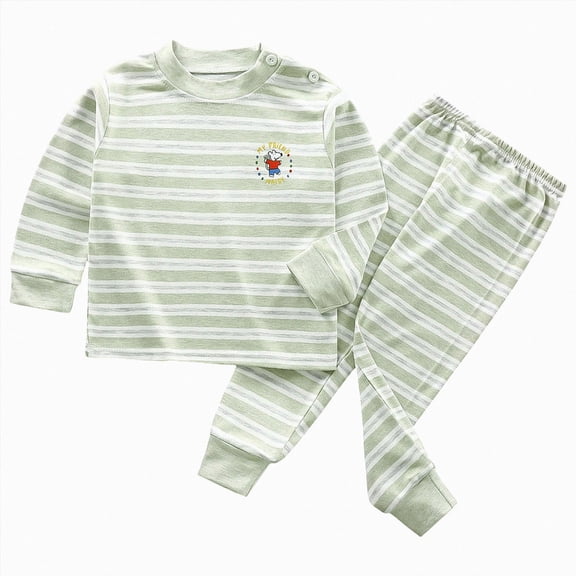 TOWED22 Boys Girls Pajamas 2Piece Toddler Kids Pjs Sets Cotton Toddler Clothes Fall Winter Sleepwears 3 6 9 12 18 24 Months 2 3 4 5 6 7 8 9 Years(Green,6-12 M)