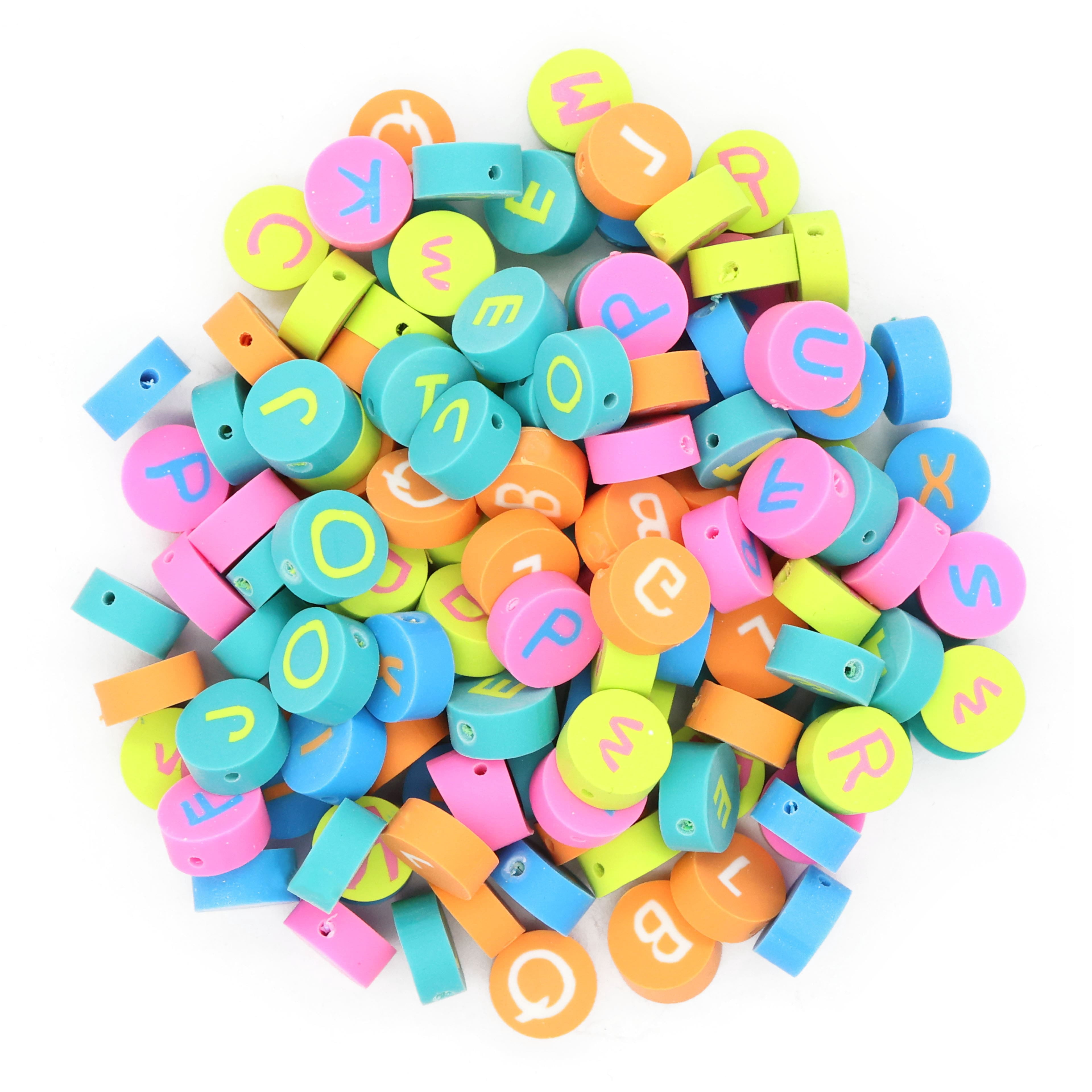 Mixed Neon Clay Alphabet Beads by Creatology – 10mm PVC Letter Beads in Bright Colors for Personalized Jewelry & Crafts - 12 Pack