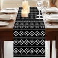 thumbnail image 3 of Table Runners 36 Inches Long Dress Scarves, Black Boho Farmhouse Kitchen/Dining Table Runner, Short Coffee Tablerunners, Vintage Ethnic Tribe Abstract Art Geometric 13x36 Inch, 3 of 9