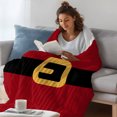 thumbnail image 3 of Christmas Santa Throw Blanket, Flannel Fleece Blanket with Striped Design for Couch, Black Golden Belt Red Backdrop Soft Breathable All Season Plush Blankets for Sofa Office Travel 40"x50", 3 of 9