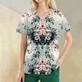 thumbnail image 2 of NAMTYQX Scrubs for Women Loose Fit Light Short Sleeve Casual Stretchy V Neck Cyan Size S, 2 of 6