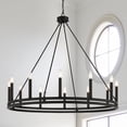 thumbnail image 3 of ACROMA  12-light Farmhouse Black Wagon Wheel Chandelier - N/A Muted Brass & Aged Zinc, 3 of 5