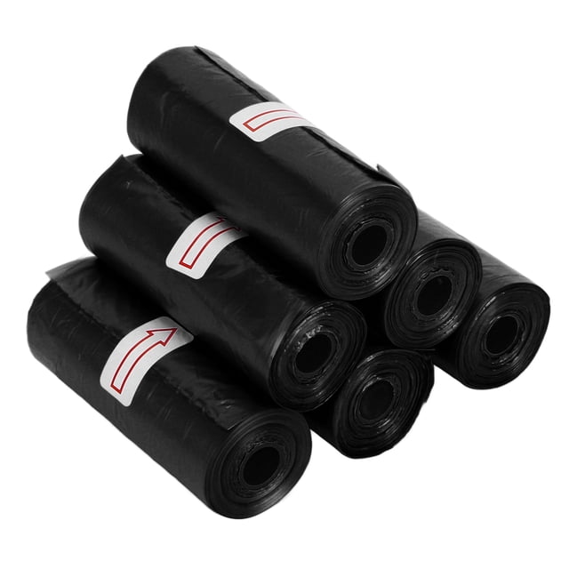 6 rollos de bolsas para excrementos de mascotas, resistentes y a prueba de fugas, gruesas y portátiles, para perros y gatos, color negro.