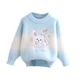 thumbnail image 1 of Pull à Manches Longues Col Rond Motif Filles Garçons 2025 Décontracté Tricoté 2-12 Ans Bleu Clair, 1 of 7