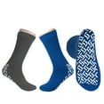 thumbnail image 6 of Pack of 3 Pairs - XXXL Non-Skid Bariatric Extra Wide Slipper Socks for People with Swollen feet Diabetes & Edema (1 Grey 2 Royal Blue), 6 of 6