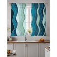 thumbnail image 4 of Sheer Curtains 63 Inch Length 2 Panels Set for Bedroom, Teal Ombre Semi Sheer Curtains for Windows, Abstract Art Moire Ocean Waves Voile Window Treatments Rod Pocket Curtain, 4 of 7