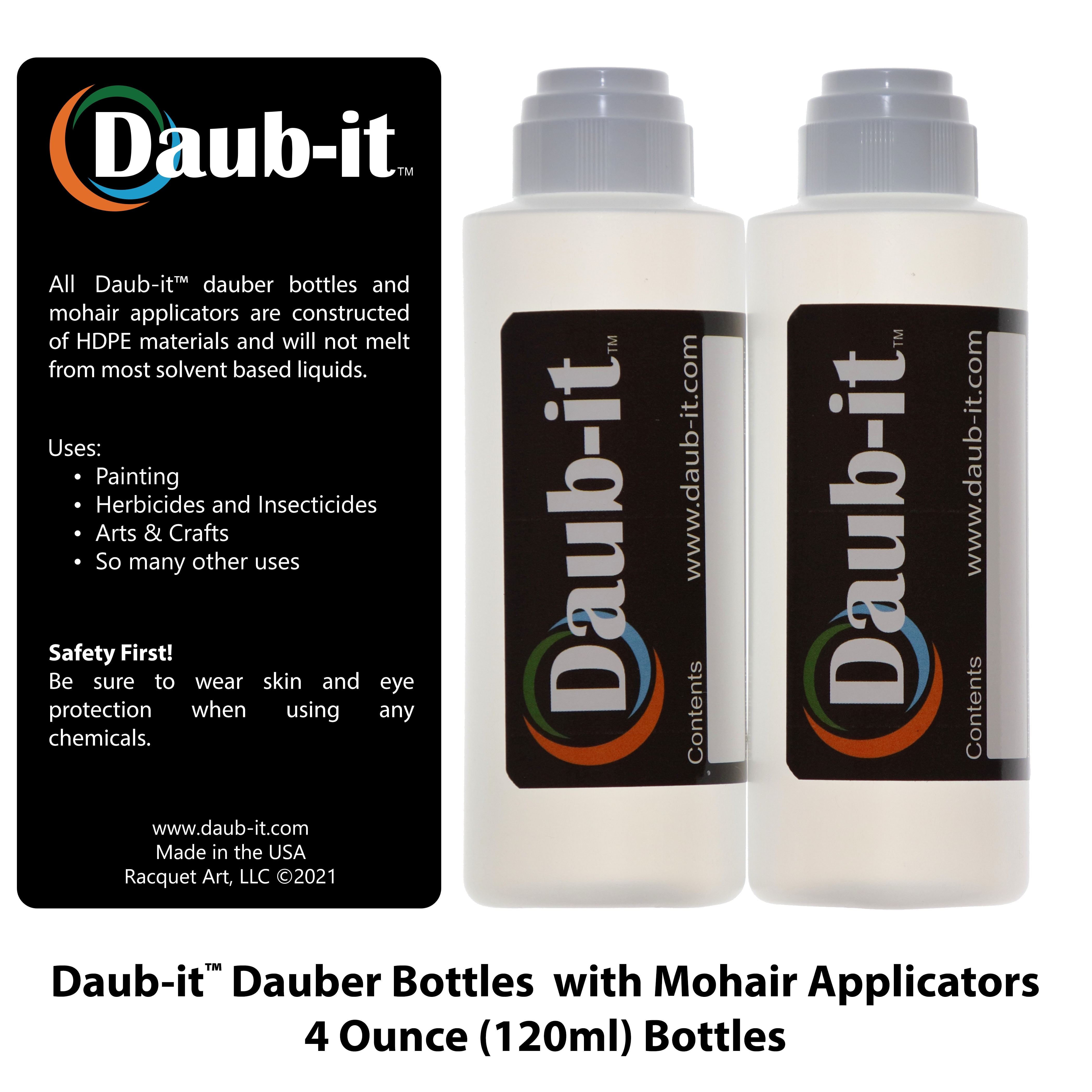 Daubit Empty Bottles with applicators 4 oz Mohair Dauber 2 Pack