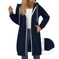 thumbnail image 5 of Women's Zip Up Hoodies Long Sleeve Long Tunic Sweatshirts Oversized Fleece Casual 2025 Fall Jacket Coat with Pocket, 5 of 6