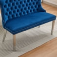 thumbnail image 5 of GZXS Mid-Century Modern Velvet Dining Bench Loveseat with Button-Tufted Back and Silver Stainless Steel Legs, 2-Seat Upholstered Bench for Kitchen and Dining Room, 45.6"L x 22.7"W x 35.2"H, Blue, 5 of 10