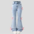 thumbnail image 2 of XEGLSBU Girls Jeans Size 16-18 Big Kids Stylish Distressed Denim Bottom Pants for Teen Girls with Bow Flared Leg Design Blue Size 10-11 Years, 2 of 9