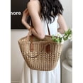 thumbnail image 3 of Yoyauz Women's Grass Woven Beach Bag - Women's Beach Handmade Woven Handbag, Summer Mesh Hollow Shoulder Bag, Suitable for Holidays, 3 of 7