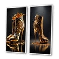 thumbnail image 3 of Designart "Mechanic-Inspired Golden High Heel I" Fashion Framed Wall Art Set Of 2 - Gold Fashion Framed Canvas Set For Living Room Decor, 3 of 7