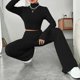 thumbnail image 5 of Pantalones Trajes de punto de 2 piezas Camisas de punto para mujer Conjunto de pantalón Traje deportivo Ygjytge Negro T M para Mujer, 5 of 6