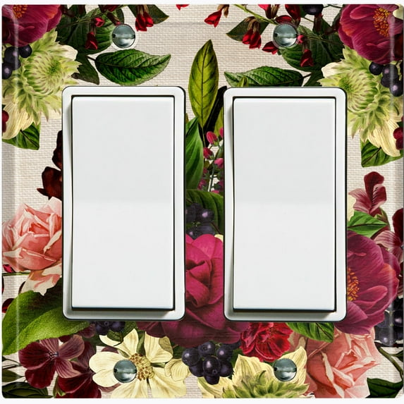 Metal Light Switch Plate Outlet Cover Rose Red White Wallpaper ROS021