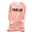 thumbnail image 2 of Titcea Fleece Pullover Women Letter Print Thermal Long Sleeve Crew Neck Sweatshirts Comfort Warm Soft Casual Tops, 2 of 3