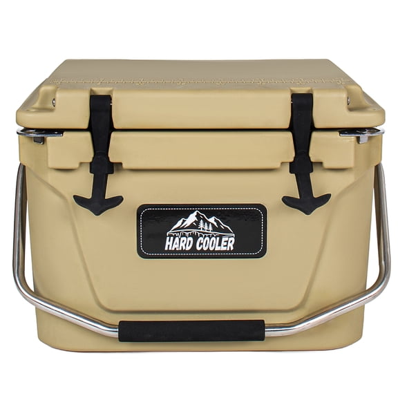 20 Quart Khaki Cooler, Ultra-Tough Hard Shell Ice Chest – Compact Portable Cooler Keeps Ice Up to 5 Days for Outdoor Adventures, Work, Beach & Boating