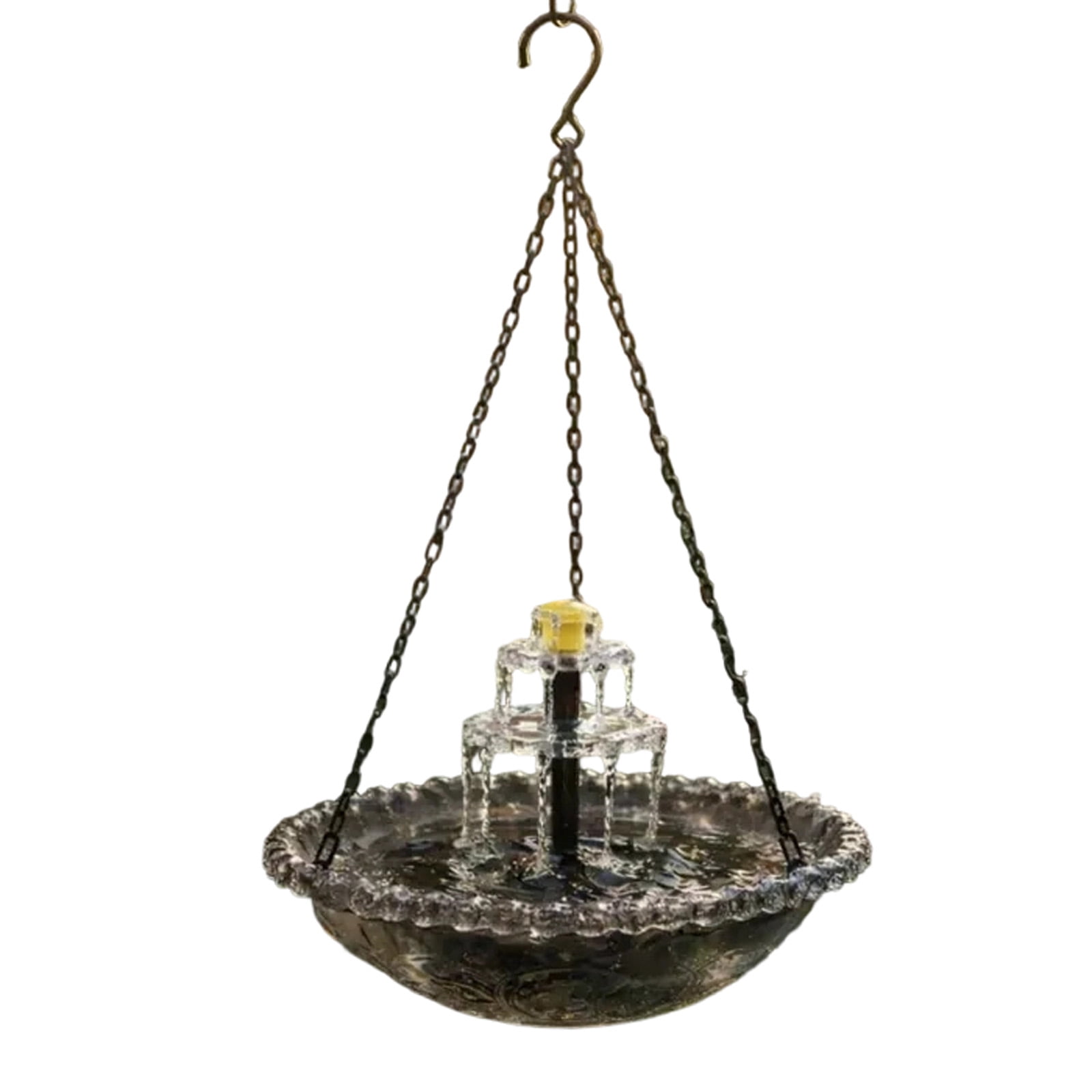 (Garden Decor)Hanging Solar-powered Bird Bath , Three-tiered Design, 9.84-inch Wide Bird Bath Tub, With Solar Water , Suitable For Outdoor Gardens, Backyards