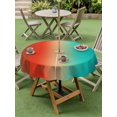 thumbnail image 4 of Outdoor Tablecloth with Umbrella Hole for Patio/Picnic/Party/Camping, Teal Orange Brown Ombre Waterproof Table Cloth Round Cover Washable, Abstract Modern Art Aesthetics (Dia 54"), 4 of 8