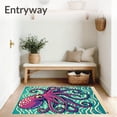 thumbnail image 3 of ODIKA 5'x7' Machine Washable Non-Slip Area Rug, Mythical Cephalopod Creature Spiral Maritime High Traffic Rug with Pad, Purple, 656612, 3 of 8