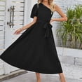thumbnail image 3 of Vestidos de playa para mujer vestidos casuales con cuello de un hombro para cóctel (negro XL) FLhrweasw Para estrenar, 3 of 7