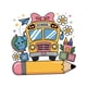 thumbnail image 2 of 100% Cotton School Bus & Pencil Print T-Shirt for Girls - Casual Loose Fit Summer Tee with Playful Letter Design, Round Neck, Short Sleeve, Lightweight & Breathable for Casual attire, School, 2 of 7