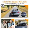 thumbnail image 2 of 3 Canales Dash Cam, Parte Delantera Trasera 4K/2.5K+1440P 3.16" Full HD con Wi-Fi y Tarjeta de 64GB Grabadora de Tablero de Automóvil Pantalla IPS, Visión Nocturna Gran Angular, Sensor G, Estacionamiento las 24 Horas, Grabación en Bucle, 2 of 7