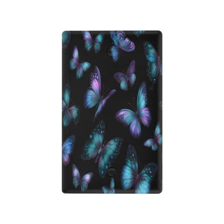 Light Switch Cover Switch Plate Outlet Cover Plug Cover for Electrical Unused Outlet Cover Blue-Purple and Cyan Butterflies