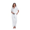 thumbnail image 2 of ANLIQI Women's 100% Cotton Pajama Set Button Down Short Sleeve Shirt and Long Pants Sleepwear Soft ladies Lounge Sets(White, M), 2 of 6