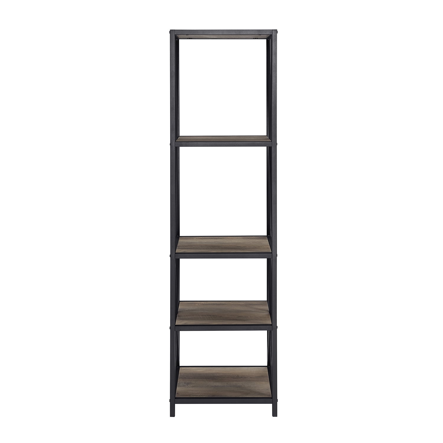 Woven Paths Charlie Farmhouse 4-Shelf Bookcase, Grey Wash