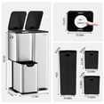 thumbnail image 2 of mVm 16 Gal 3 in 1 Kitchen Step Trash Can, Heavy Duty Anti Fingerprint Brushed Recycling Bin for Office, 2 of 6