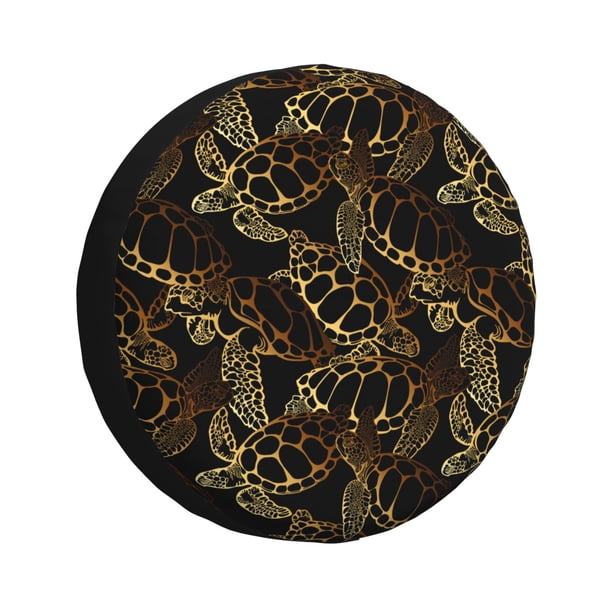 Fotbe Sea Turtle With Ocean Funda de Llanta de Repuesto con Estampado, Engrosada, Ajuste Universal para Jeep, Remolque, RV, SUV, Camión-15 inch