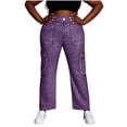 thumbnail image 2 of ClodeEU Women's Faux Denim High Stretch Flare Pants with Faux Pockets,Loose Fit Casual Leggings Purple,Womens Plus XXL, 2 of 8