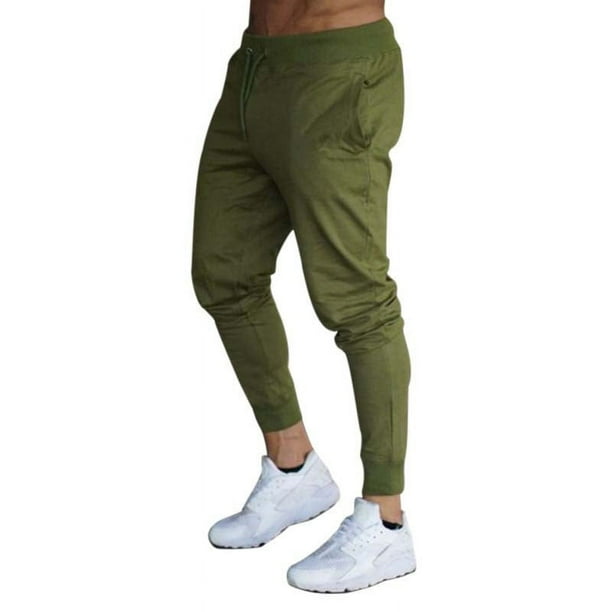 Pantalones deportivos finos Pantalones de jogging casuales para hombre Pantalones de placa ligera de color sólido