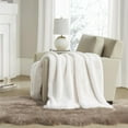 thumbnail image 3 of Madison Park Polyester Solid Premium Faux Fur Throw in Ivory Finish MP50-8015, 3 of 5