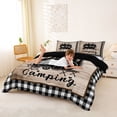 thumbnail image 3 of Catabedysis Plaid Camping Bedding,Camper Silhouette Print Duvet Cover Full For Boys,Multicolor,Black Reversible,3-Piece,1 Duvet Cover and 2 Pillowcases, 3 of 6