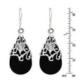 thumbnail image 3 of Floral Vine Ornate Teardrop Black Onyx .925 Silver Earrings, 3 of 5