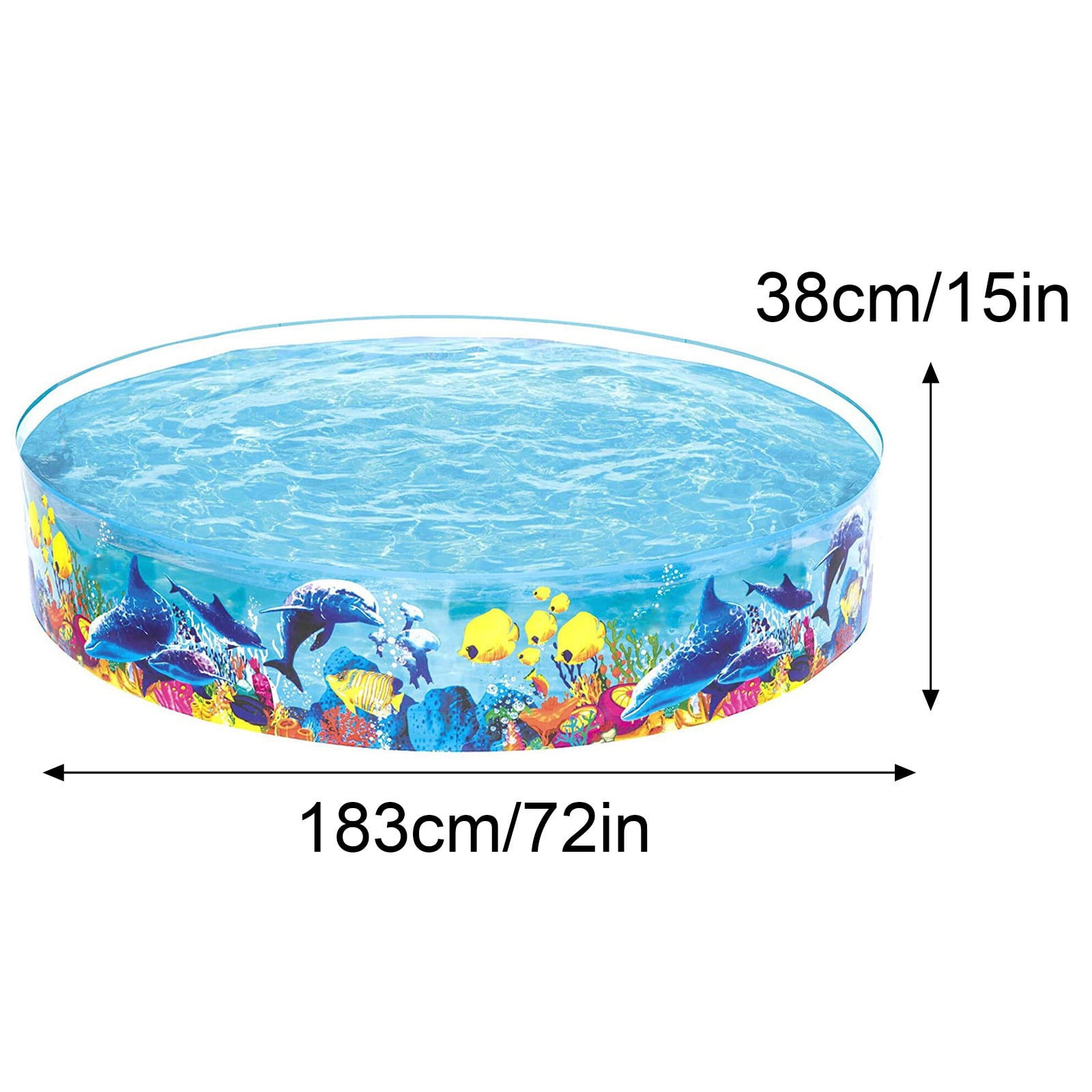 Transparent Marine Animal Family Round Pool - Thickened Outdoor Indoor Round Swimming Pool, Clear Pattern Leisure Pool, Family-Sized Water Play Pool for Summer Leisure Fun, 15*72in, Blue