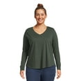 thumbnail image 2 of Terra & Sky Women's Plus Size Long Sleeve V-Neck T-Shirt, 2-Pack, 2 of 5